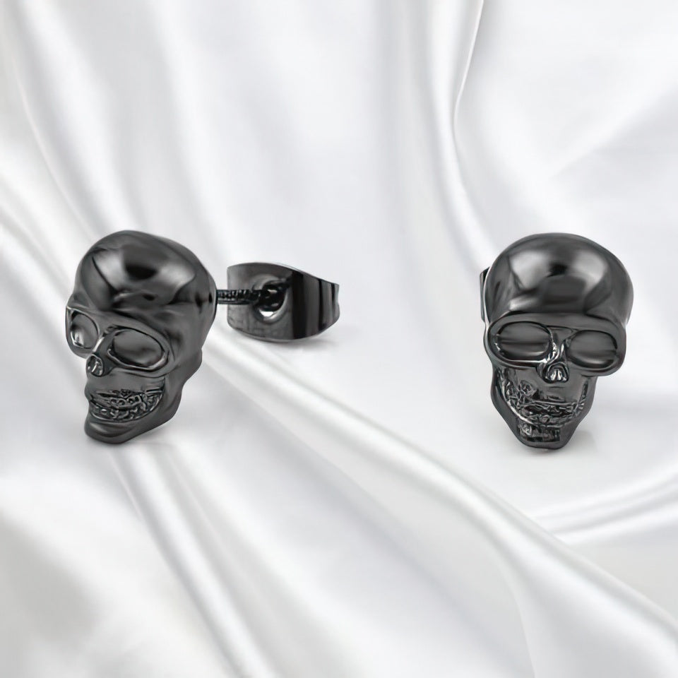 Boucles d'Oreille Tête de Mort Strass