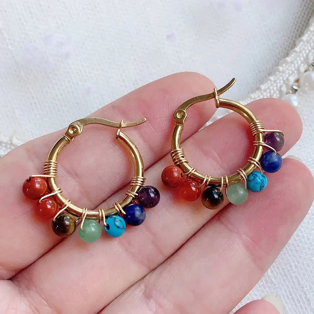 7チャクラ フープピアス レディース