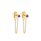 Boucles d'oreilles chaîne et pierre de naissance février