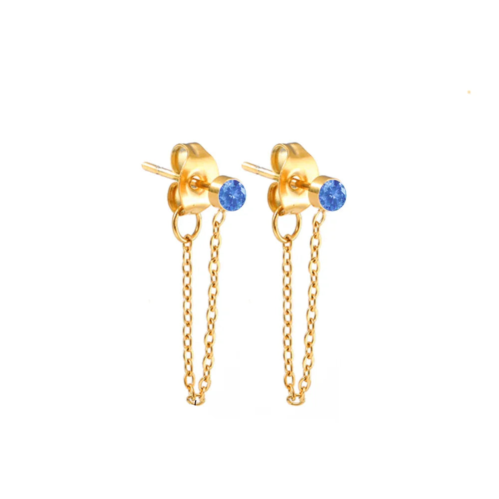Boucles d'oreilles chaîne et pierre de naissance mars