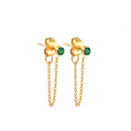 Boucles d'oreilles chaîne et pierre de naissance mai