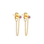 Boucles d'oreilles chaîne et pierre de naissance octobre