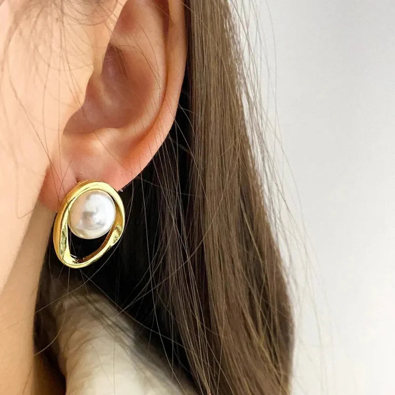 Boucles d'Oreilles Clou avec Perle