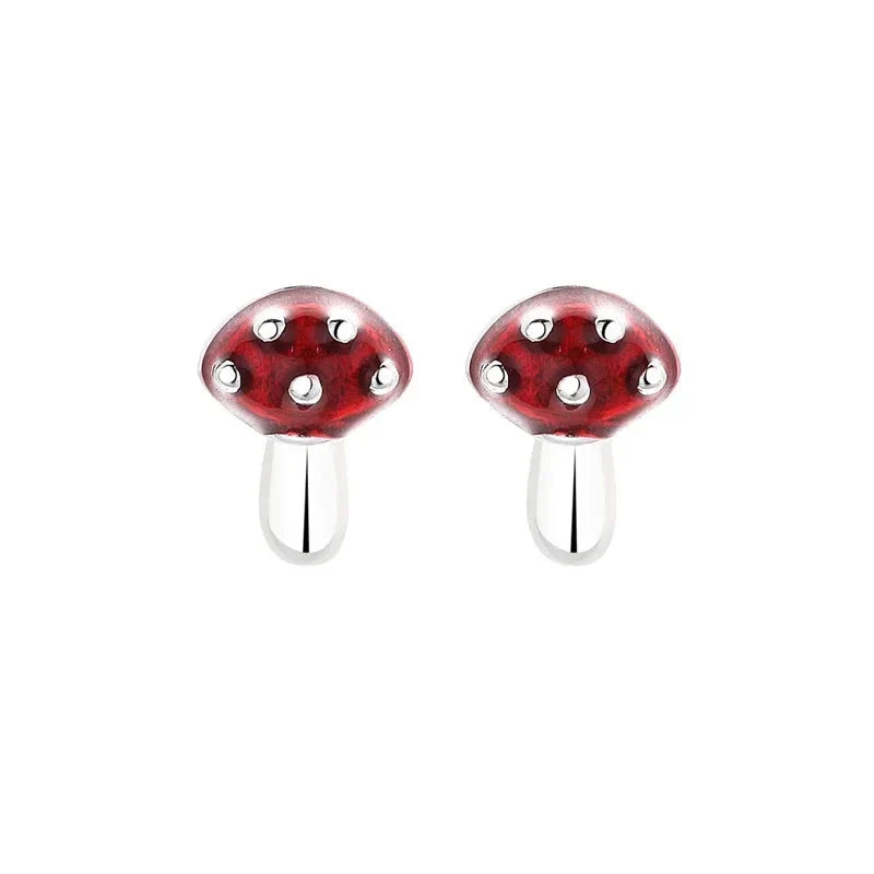 きのこモチーフのスタッドピアス シルバー