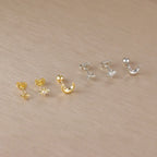 Boucles d'Oreilles Clou Croissant de Lune et Etoiles argent
