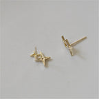 Boucles d'Oreilles Clou Doubles Etoiles et Zircon or