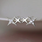 Boucles d'Oreilles Clou Doubles Etoiles et Zircon argent
