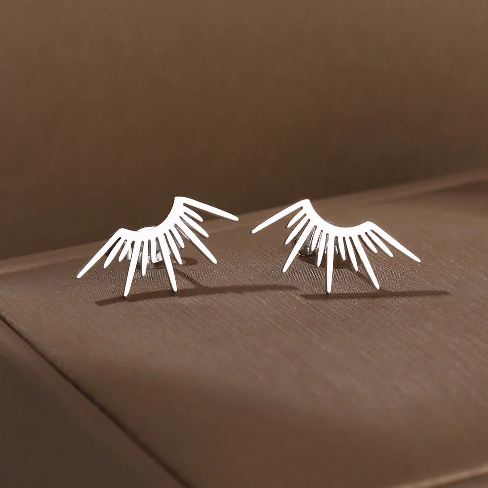 Boucles d'Oreilles Clou en Demi-Cercle Soleil argent