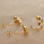Boucles d'Oreilles Clou Etoiles en Zircon pour Femmes or
