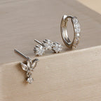 Boucles d'Oreilles Clou Etoiles en Zircon pour Femmes argent
