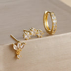 Boucles d'Oreilles Clou Etoiles en Zircon pour Femmes or