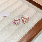 フラワー＆パール スタッドピアス ピンク 