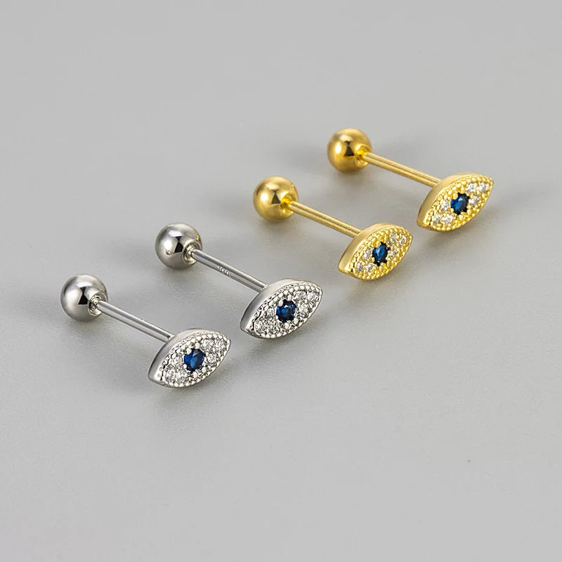 Boucles d'Oreilles Clou Contre le Mauvais Oeil en Strass