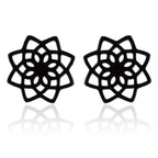 Boucles d'Oreilles Clous Mandala Femme noir