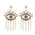 Boucles d'Oreilles Contre le Mauvais Oeil Bleu Grec Turc Mataki Matiasma style 1 doré