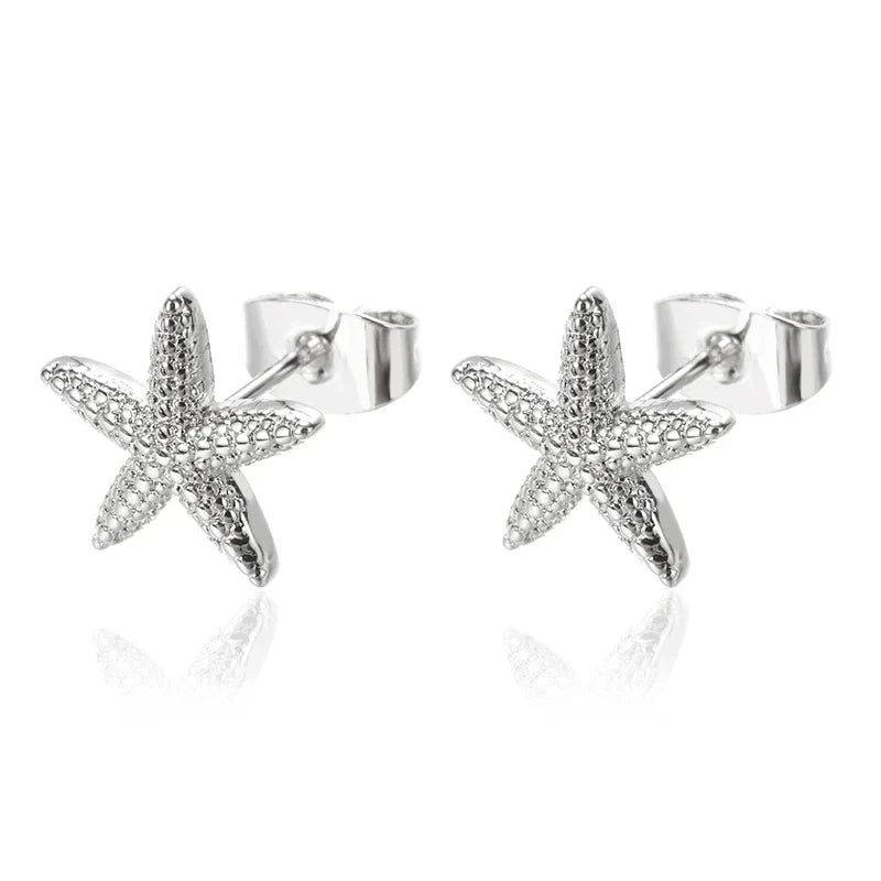 Boucles d'oreilles coquillage pour femme étoiles de mer argent