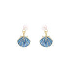 Boucles d'Oreilles Coquilles Saint-Jacques Bleues Coquillage