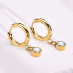 Boucles d'Oreilles Créoles avec Zircon Pierre de Naissance