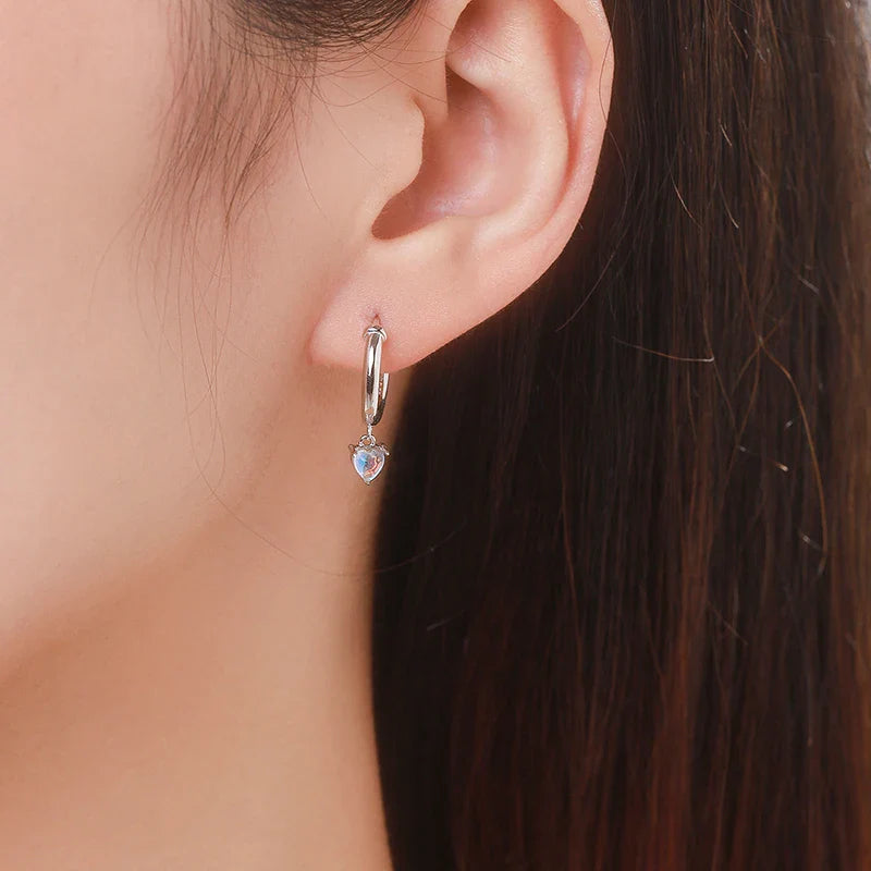 Boucles d'Oreilles Créoles Coeur Fertilité Pierre de Lune