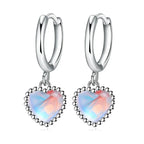 Boucles d'Oreilles Créoles Coeur Pierre de Lune