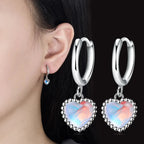 Boucles d'Oreilles Créoles Coeur Pierre de Lune