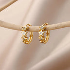 Boucles d'Oreilles Créoles Etoiles avec Zircon or