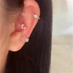 Boucles d'Oreilles Créoles Etoiles en Zircon argent