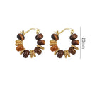 Boucles d'Oreilles Créoles Femme Oeil de Tigre