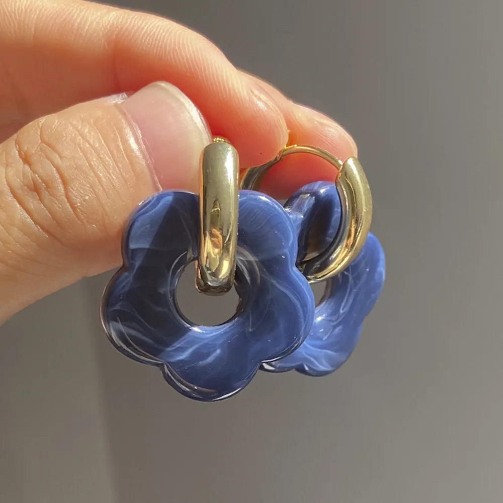 レジンフラワーフープピアス