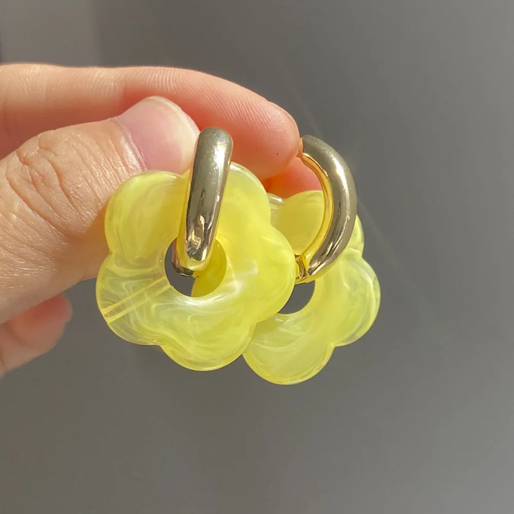 レジンフラワーフープピアス