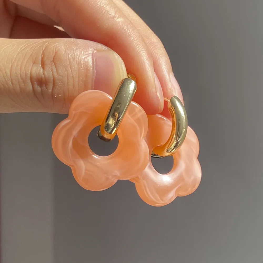 レジンフラワーフープピアス
