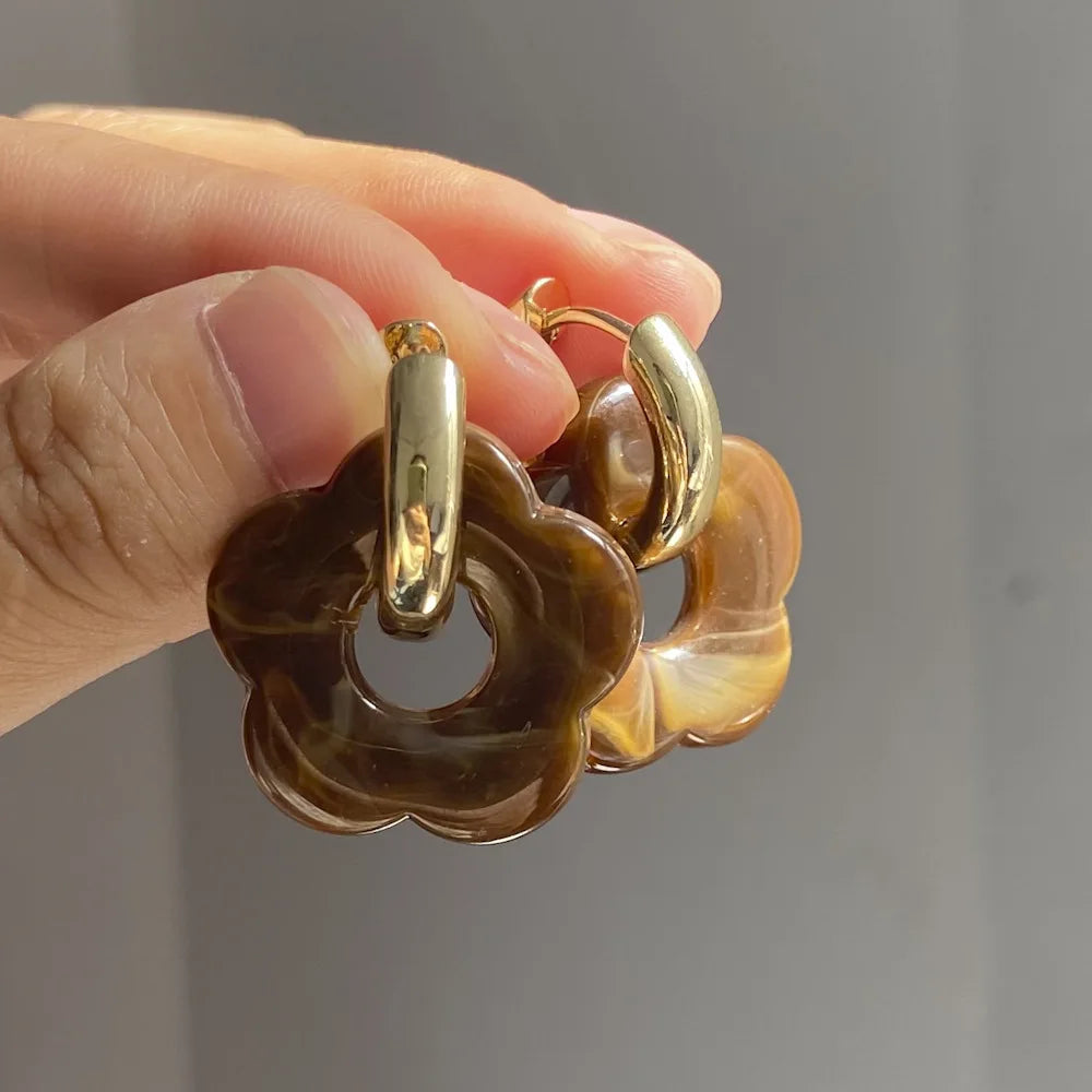 レジンフラワーフープピアス