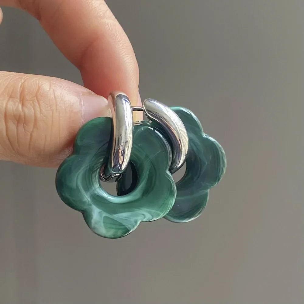 レジンフラワーフープピアス