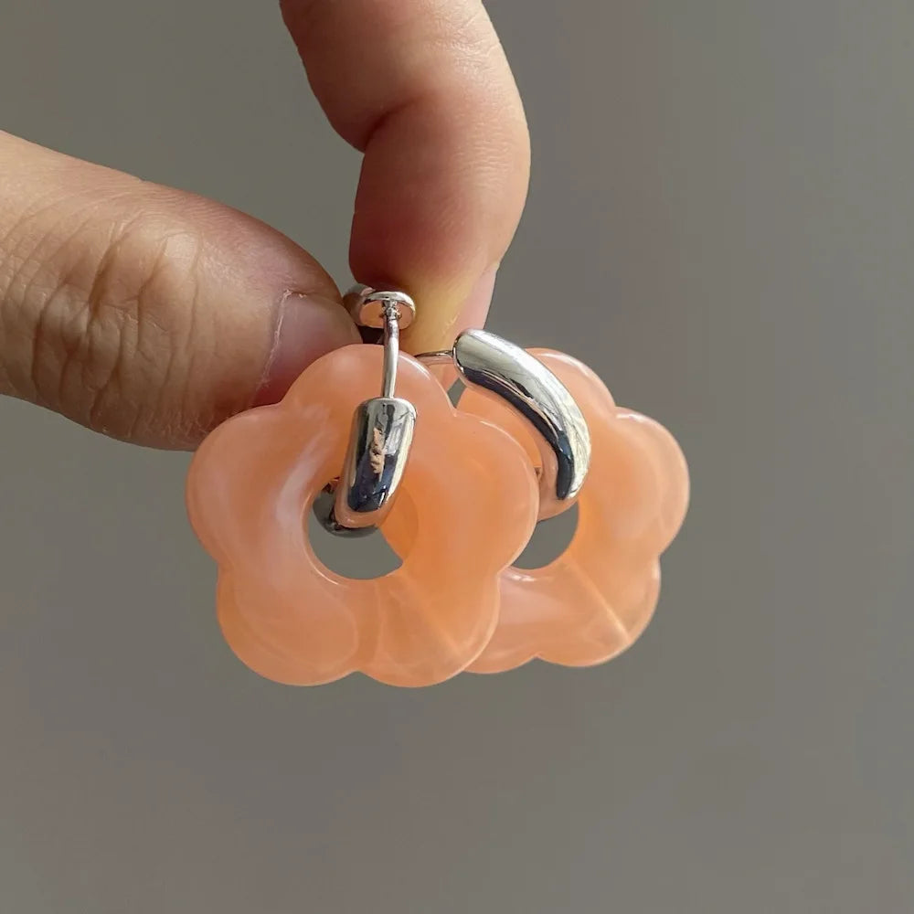 レジンフラワーフープピアス