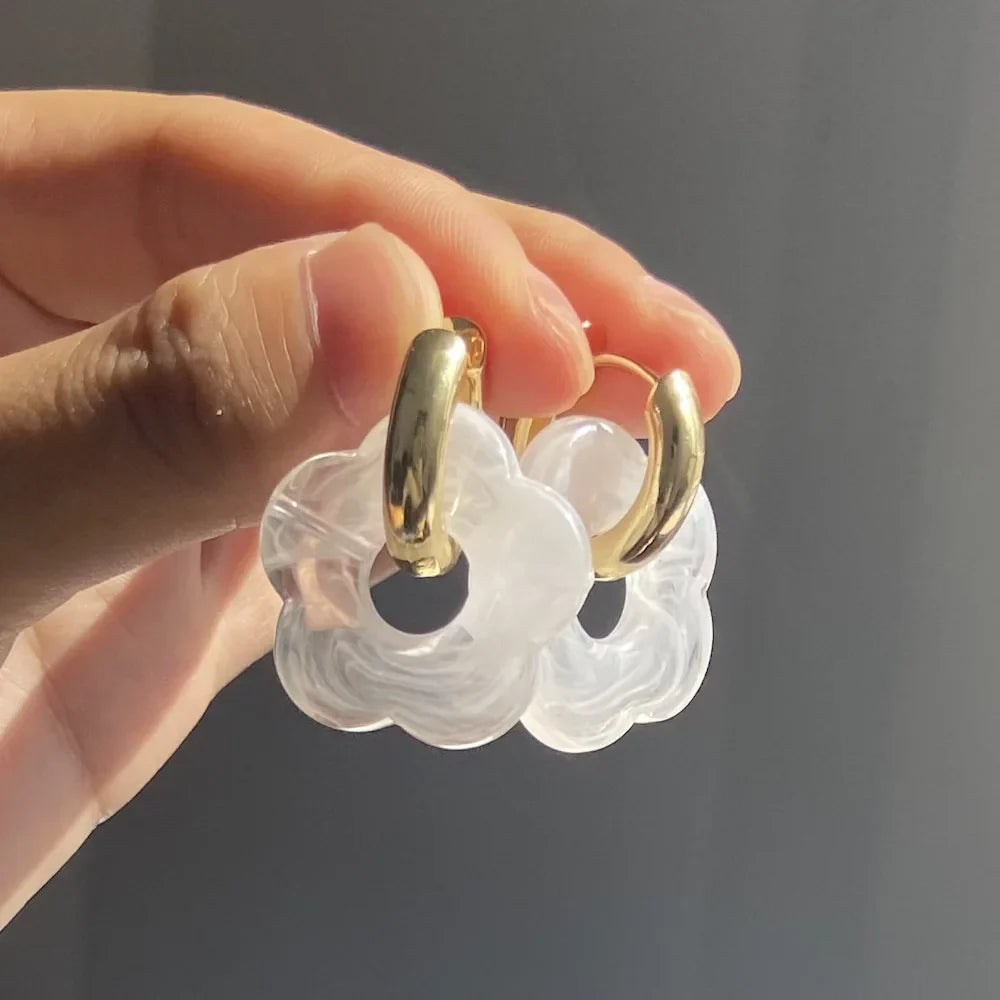 レジンフラワーフープピアス