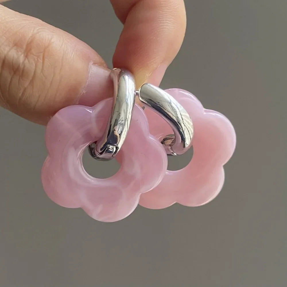 レジンフラワーフープピアス