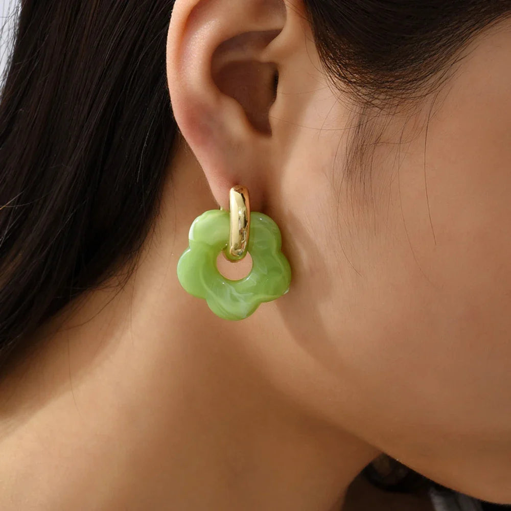 レジンフラワーフープピアス