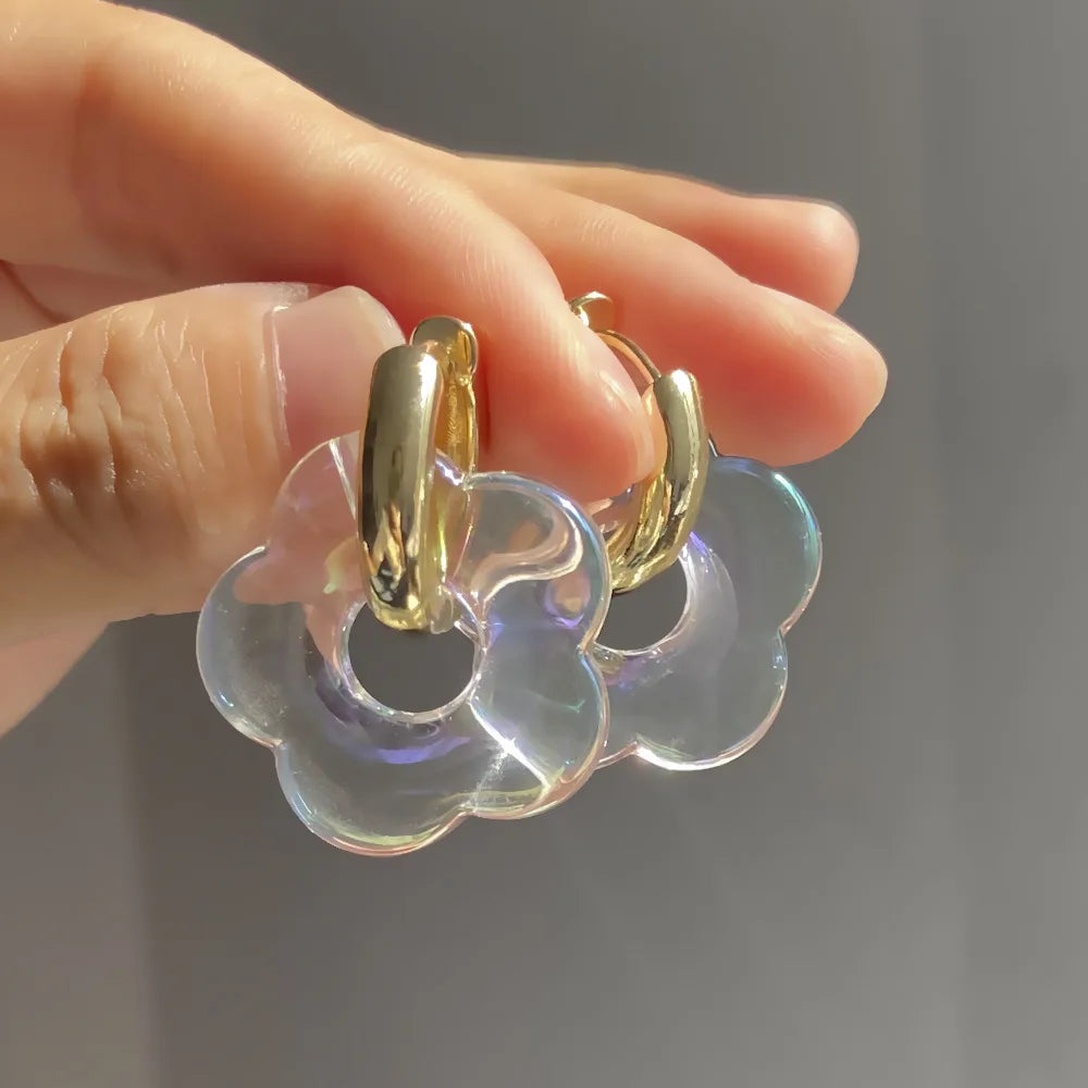 レジンフラワーフープピアス