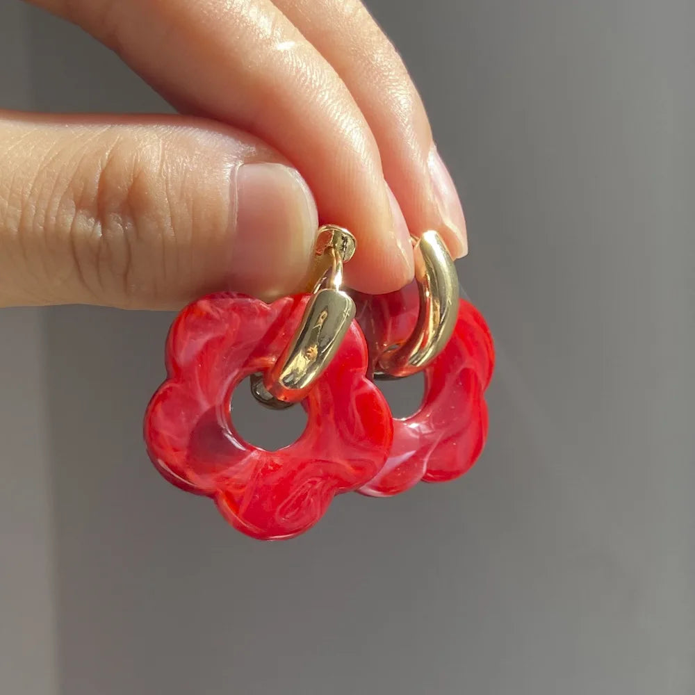 レジンフラワーフープピアス