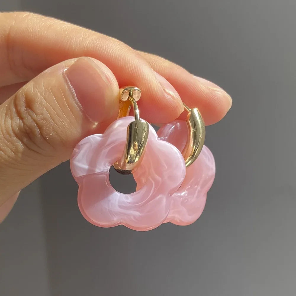 レジンフラワーフープピアス