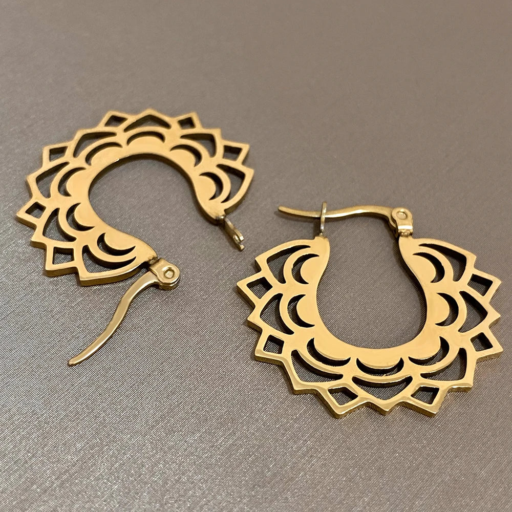レディース マンダラ フープピアス 