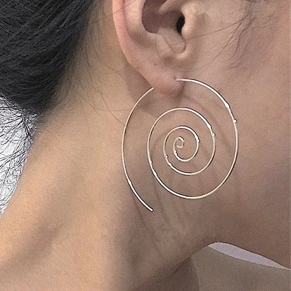 レディース スパイラル フープピアス シルバー