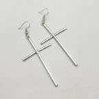 Boucles D'oreilles Croix Longue Argent