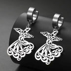 Boucles d'oreilles pendantes pour femme Ramadan arabe argent