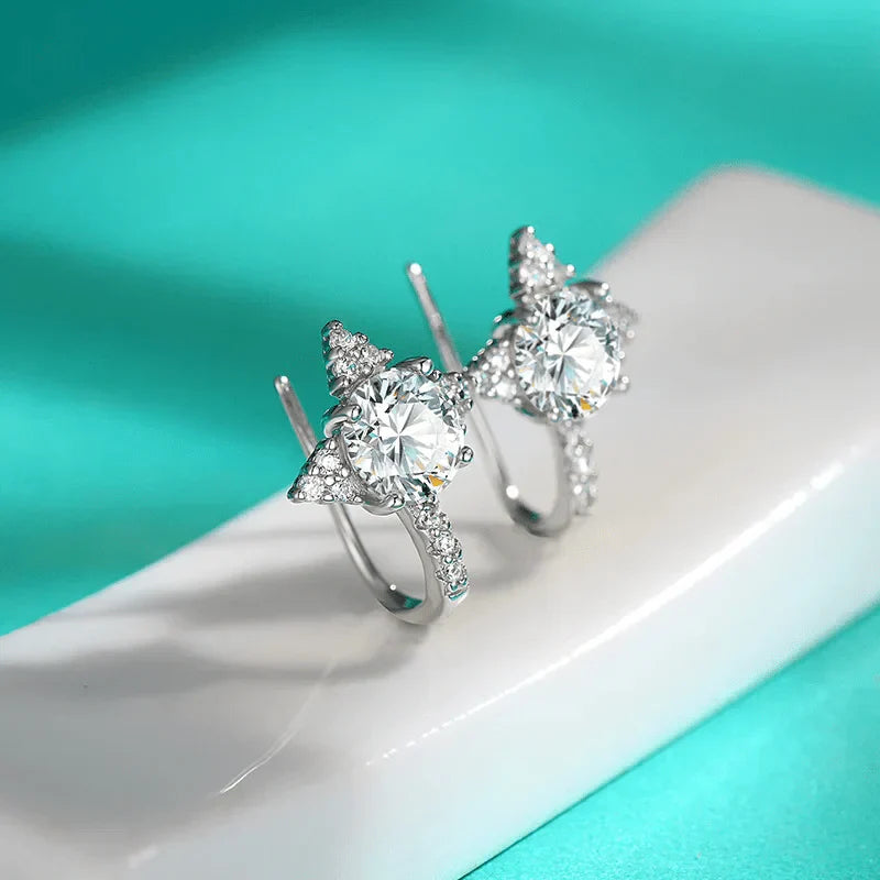 Boucles d’oreilles Étreinte d’Étoiles Filantes Moissanite