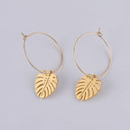 Boucles d'Oreilles Feuille de Palmier Or