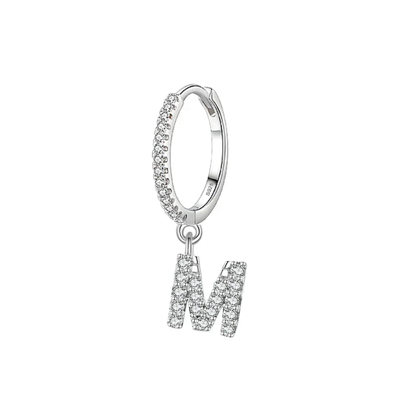 Boucles d'oreilles créoles avec initiale m