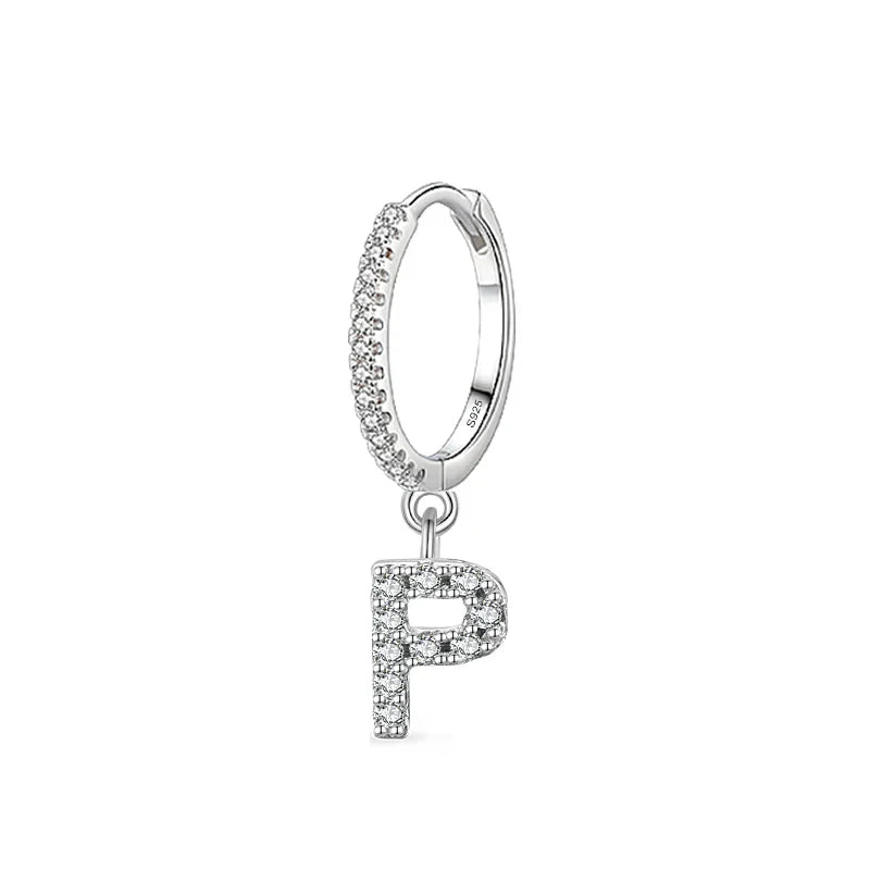 Boucles d'oreilles créoles avec initiale p