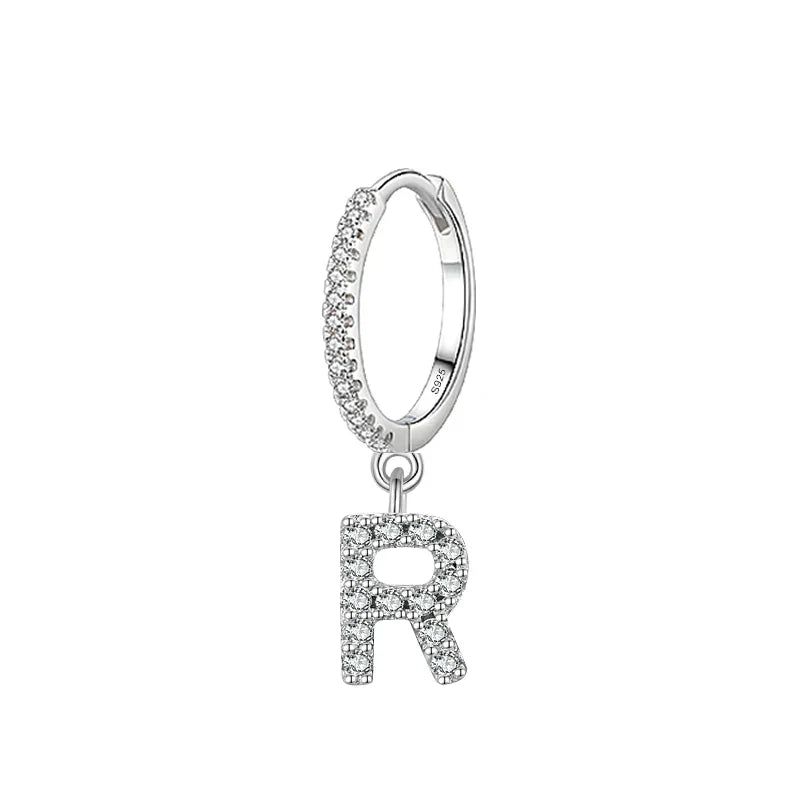 Boucles d'oreilles créoles avec initiale r