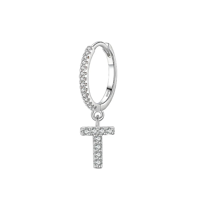 Boucles d'oreilles créoles avec initiale t